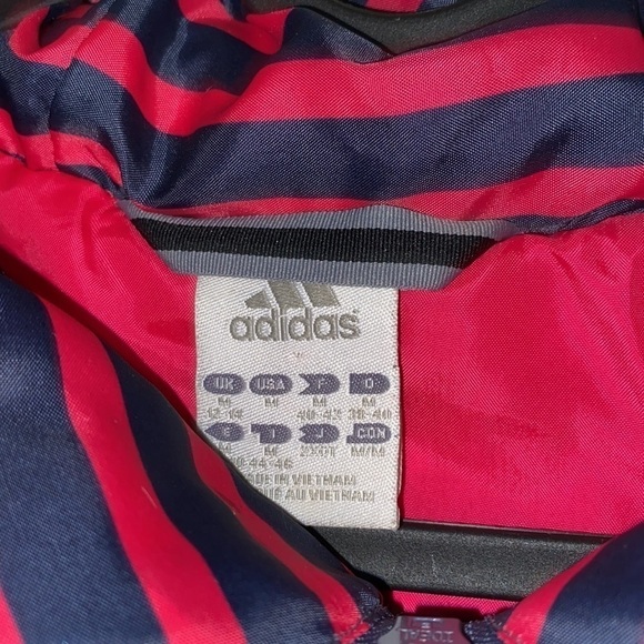 Adidas Down Puffer Jacket Hooded Navy Blue And Pink - Picture 7 of 8